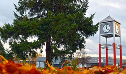 South Seattle College clocktower in the fall colors