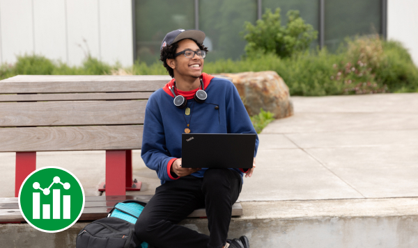 Accounting student on computer