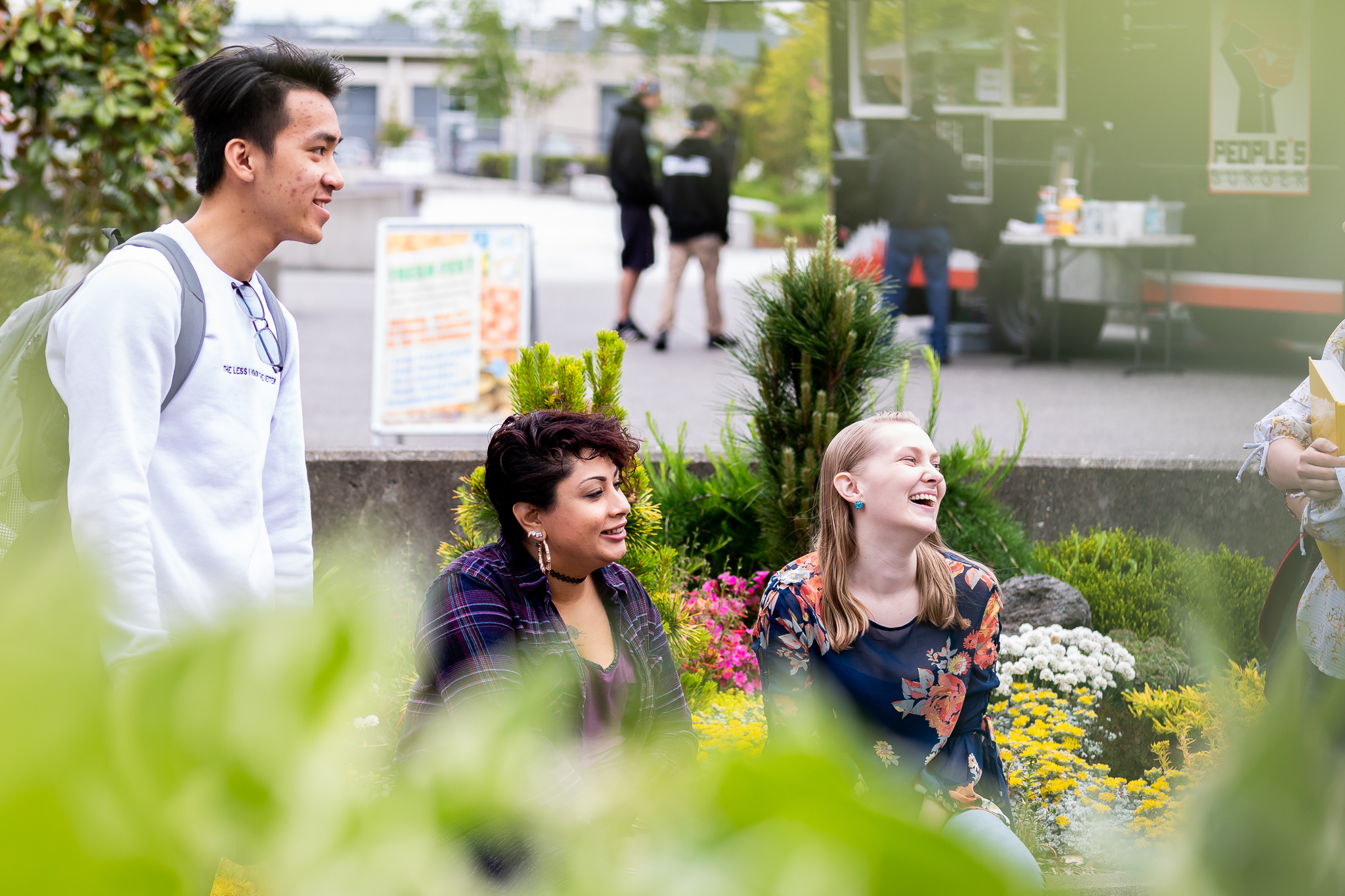 Students enjoying the outdoor spaces at South