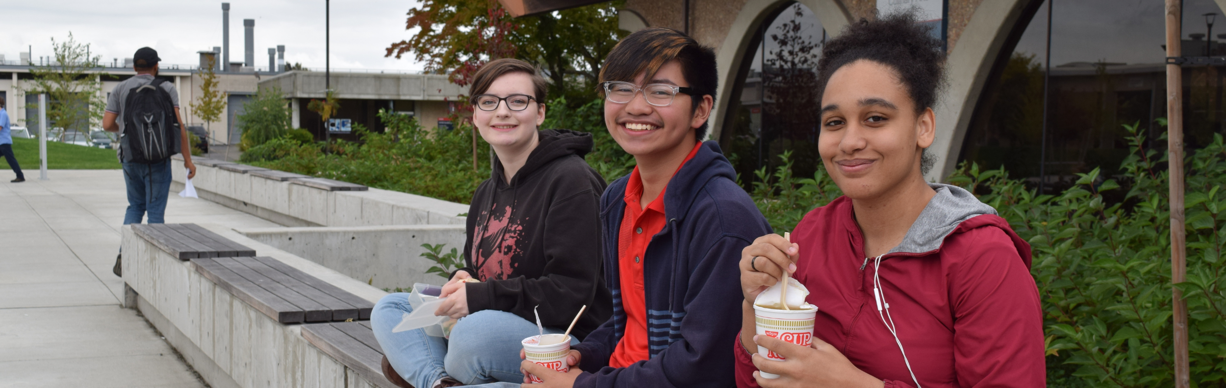  Students hanging out on South Seattle College's campus 