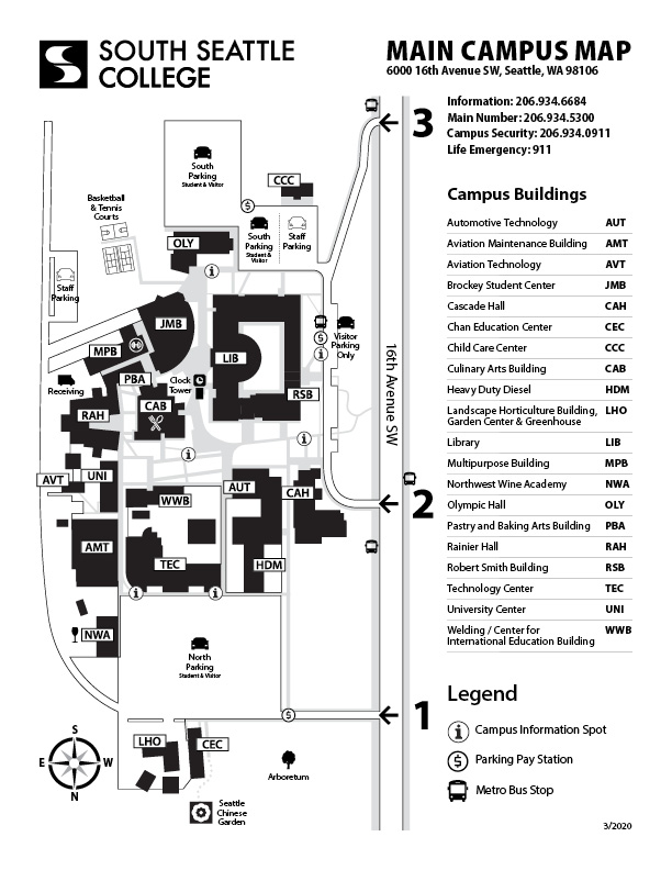 South Seattle Community College Campus Map Campus Map | South Seattle College